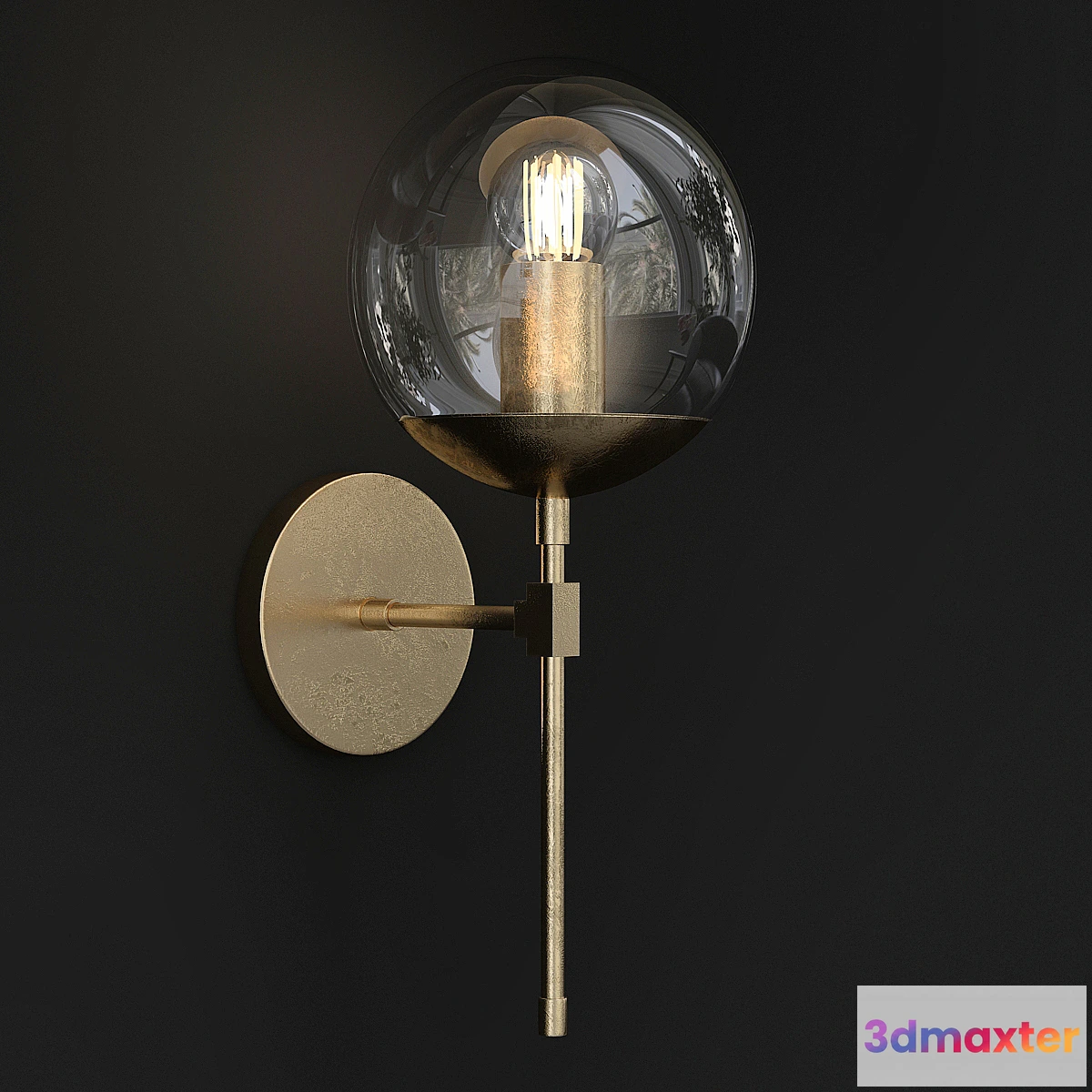 1322414 - Brass Globe Sconce Bathroom Wall Lamp 3D Max