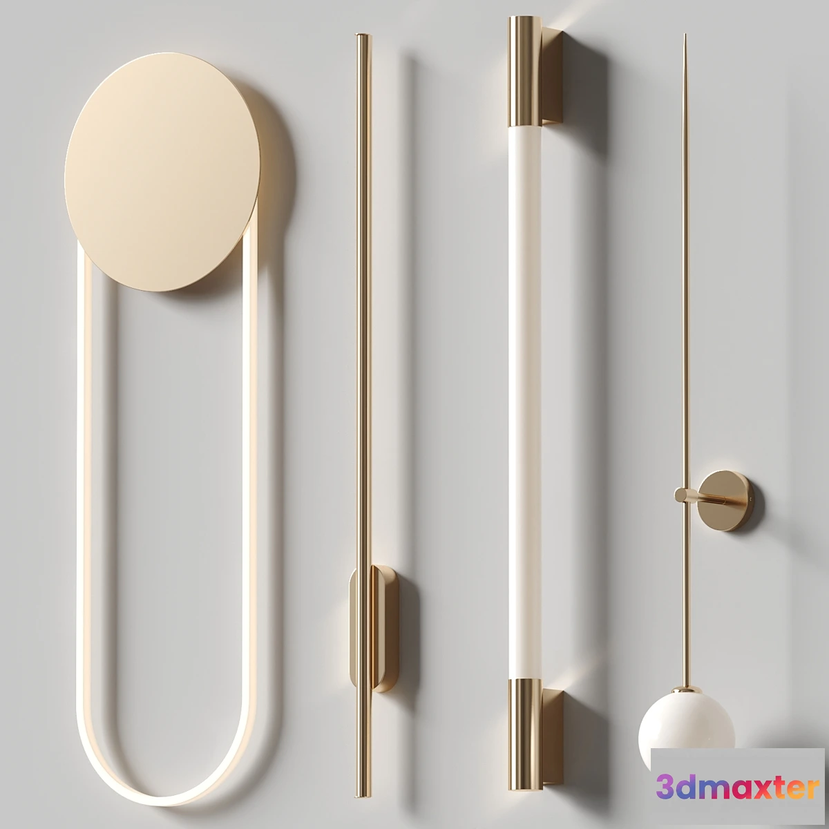 1332270 - Wall lamp set 6 3D Max