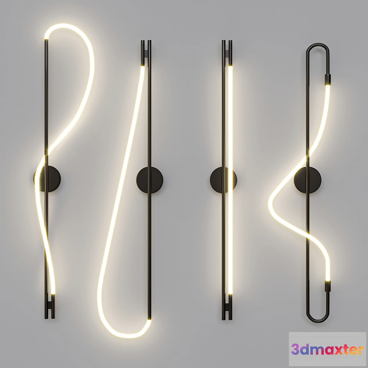 1334515 - Luke Lamp Co Wall Sconce Black Set 3D Max