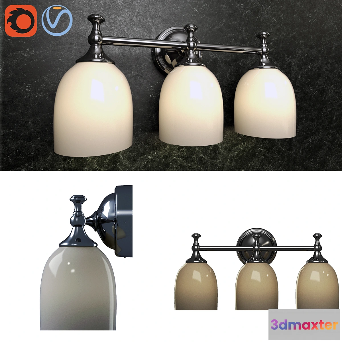 1343375 - Pottery barn Mercer Triple Sconce 3D Max