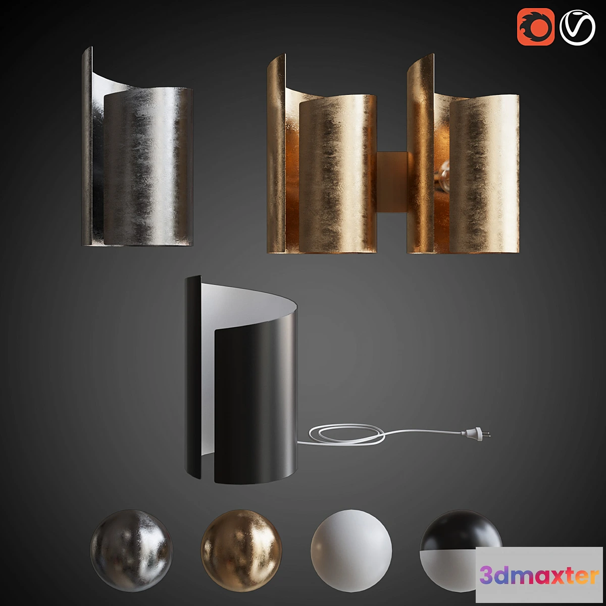 1345441 - Set sconces and table lamp PITTORE 3D Max