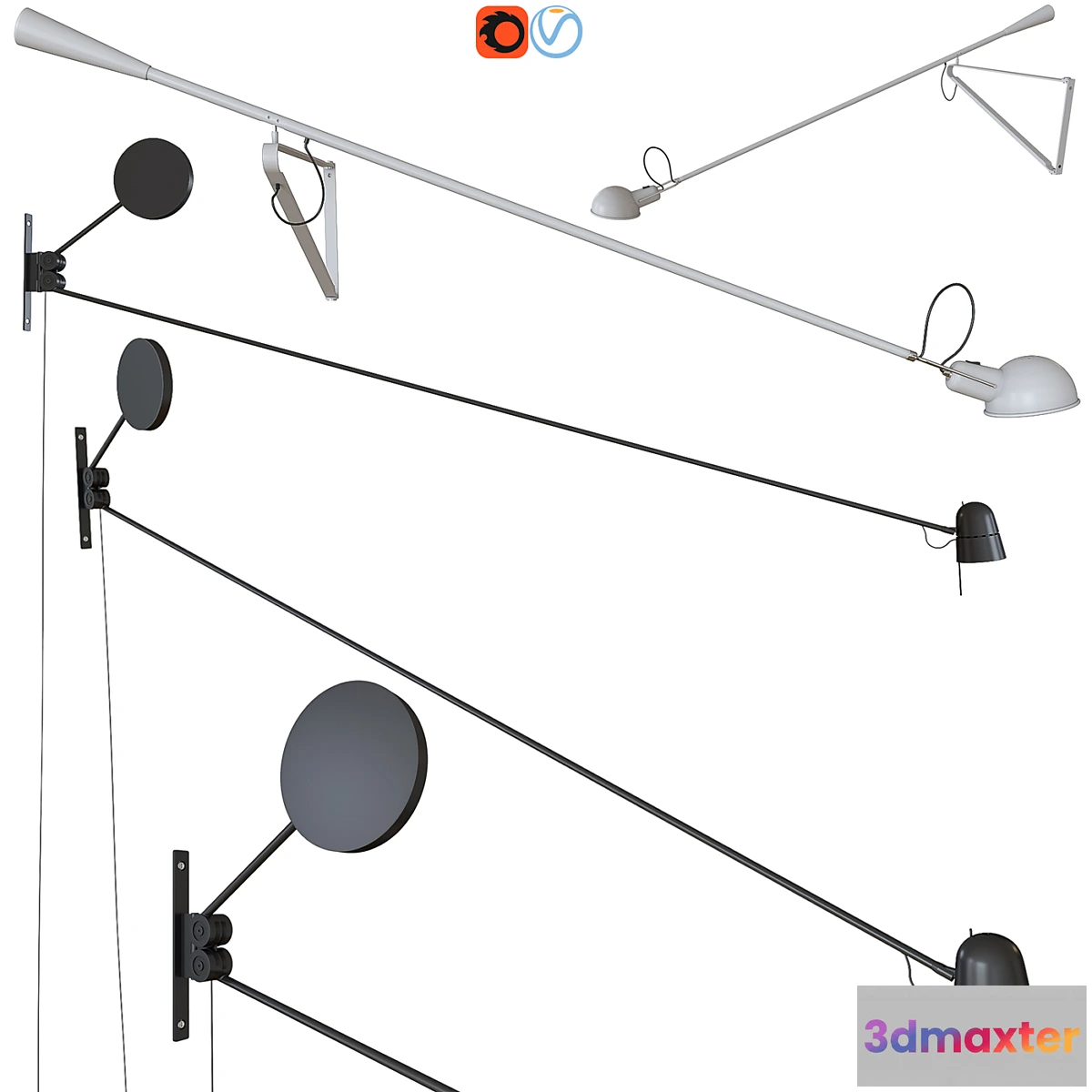 1356839 - A set of wall lights. LUCEPLAN COUNTERBALANCE. Flos 265 3D Max