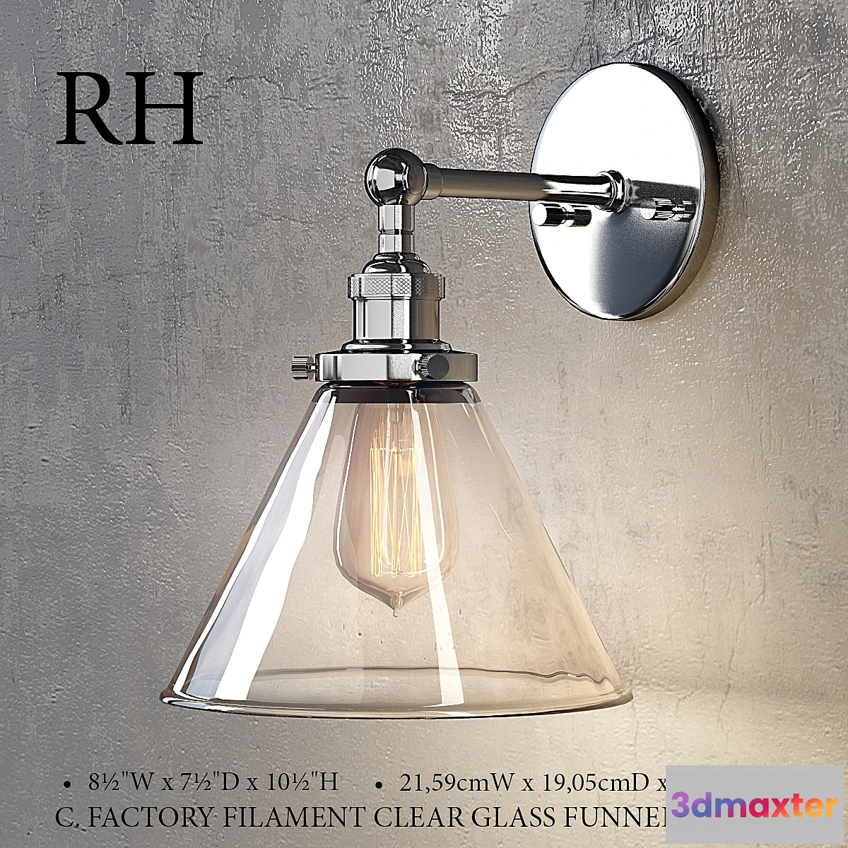 1396746 - FACTORY FILAMENT CLEAR GLASS FUNNEL SCONCE 3D Max