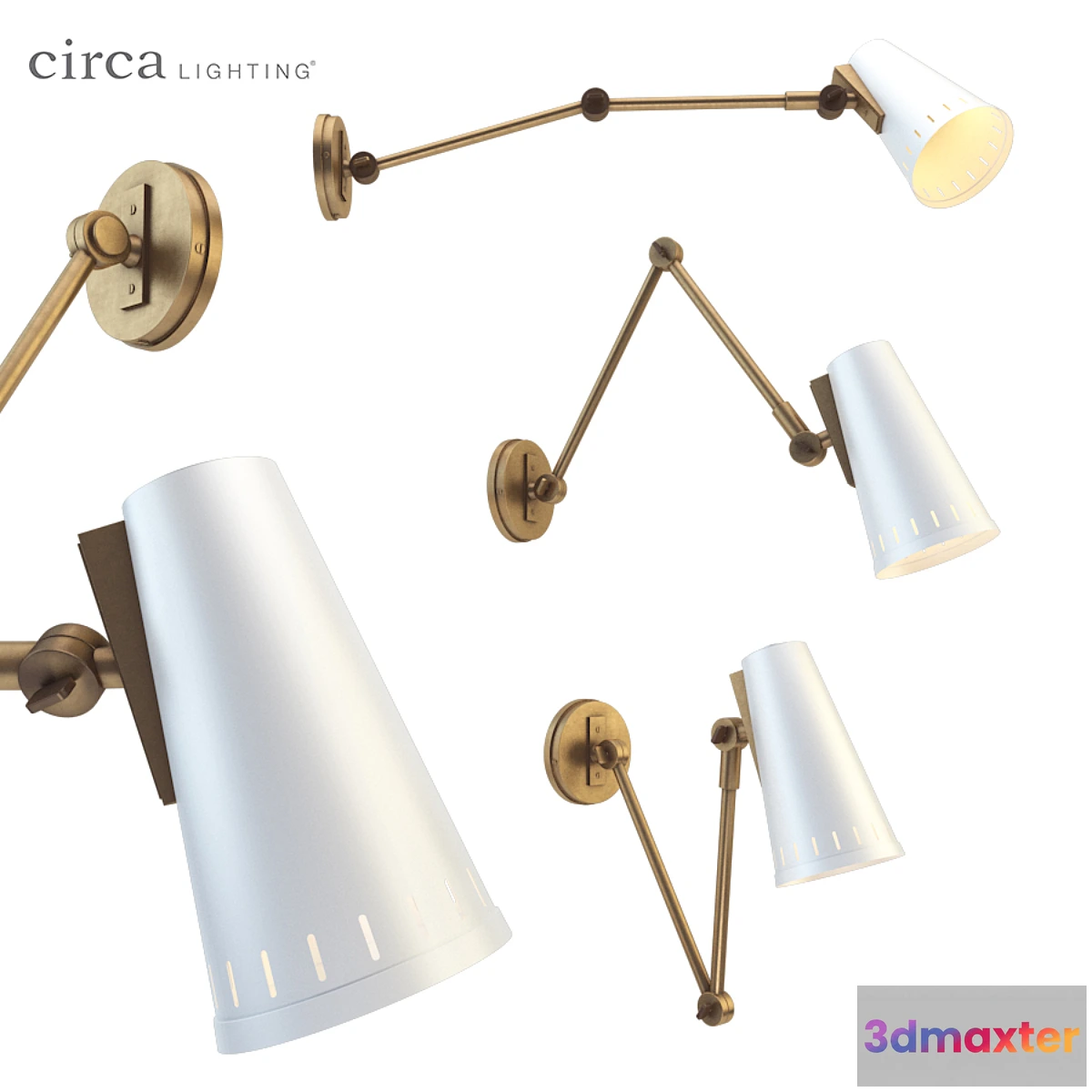 1409334 - Antonio Adjustable Two Arm Wall Lamp 3D Max