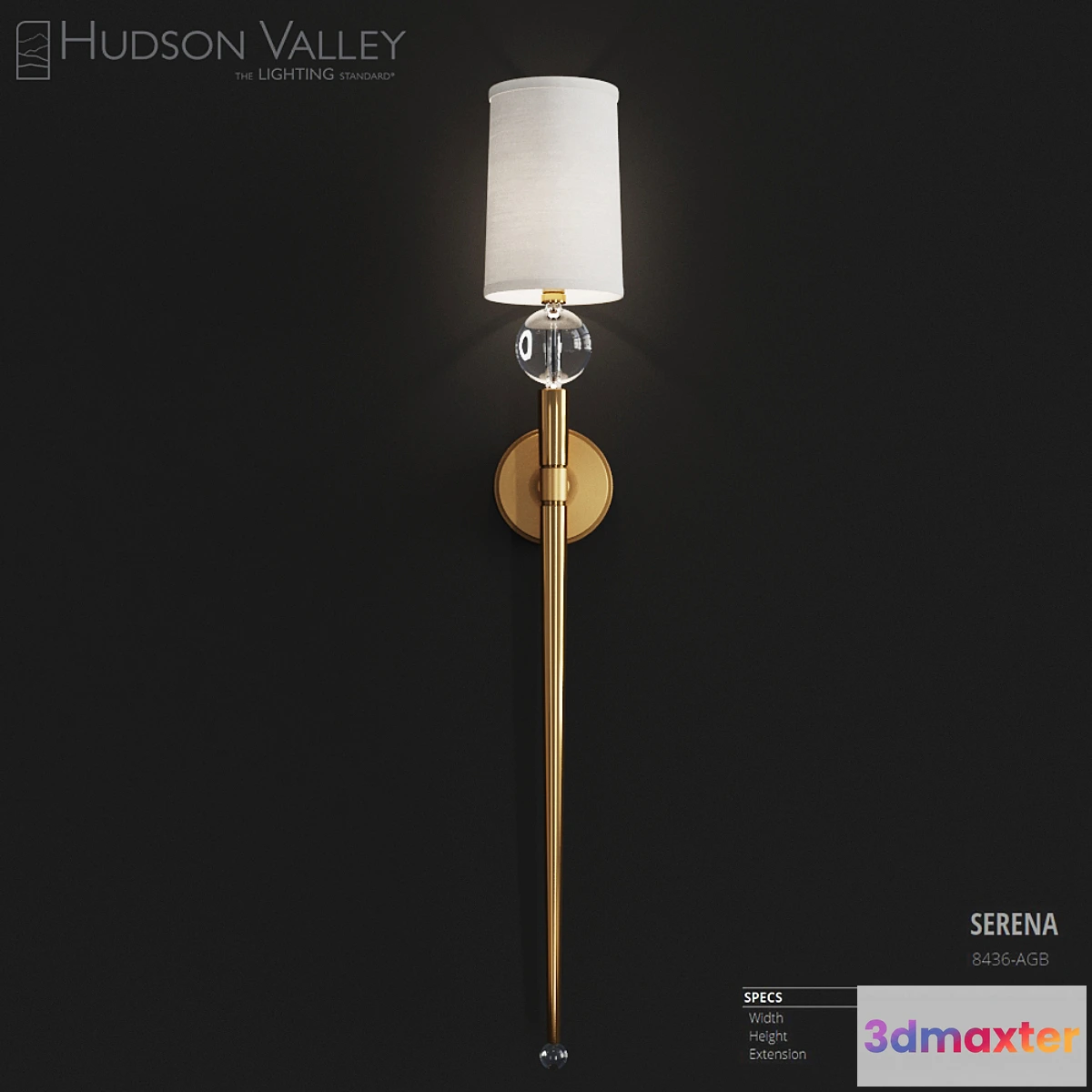 1425306 - Hudson Valley Lighting Serena Aged Brass Sconce 3D Max