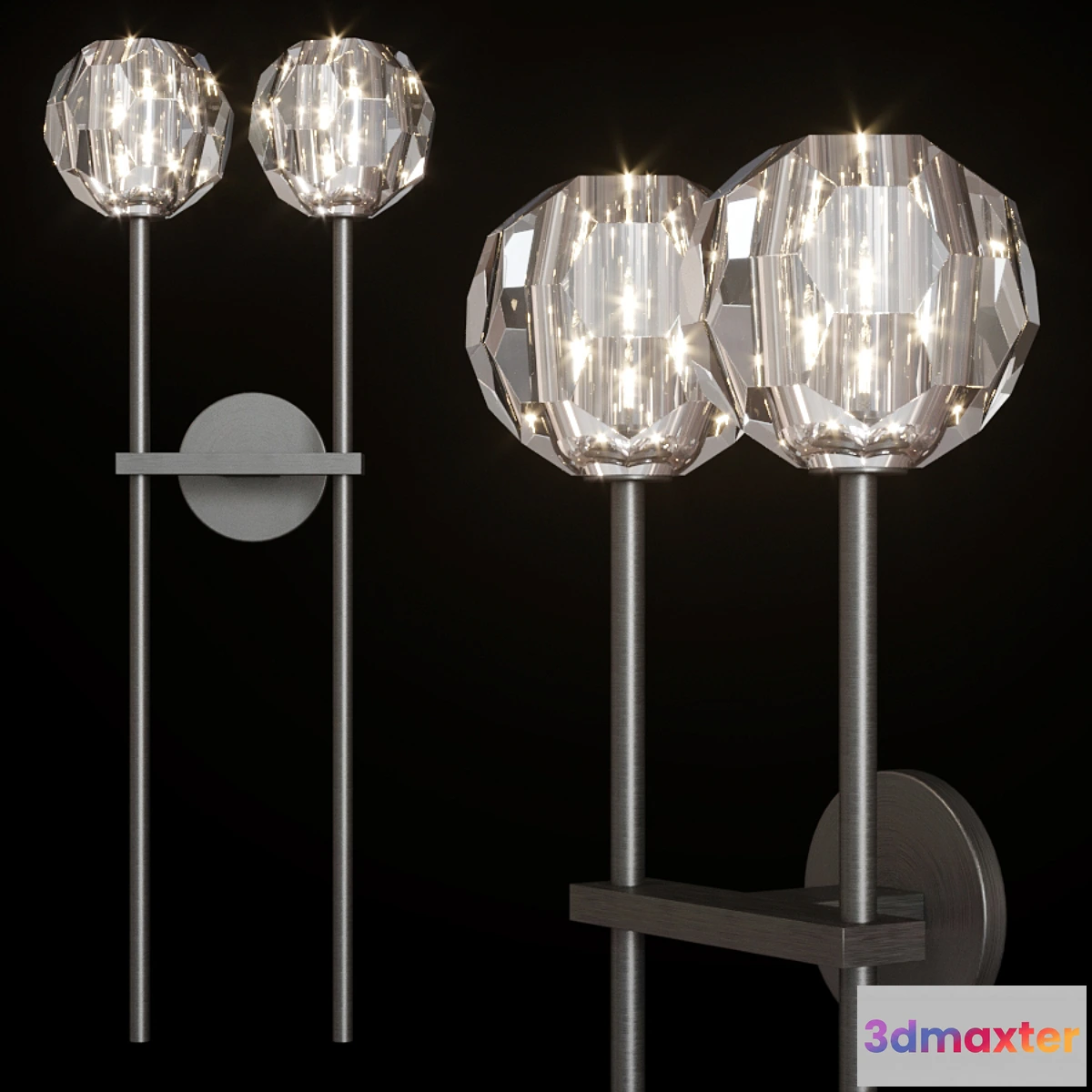 1427900 - Restoration Hardware BOULE DE CRISTAL GRAND DOUBLE SCONCE Black 3D Max