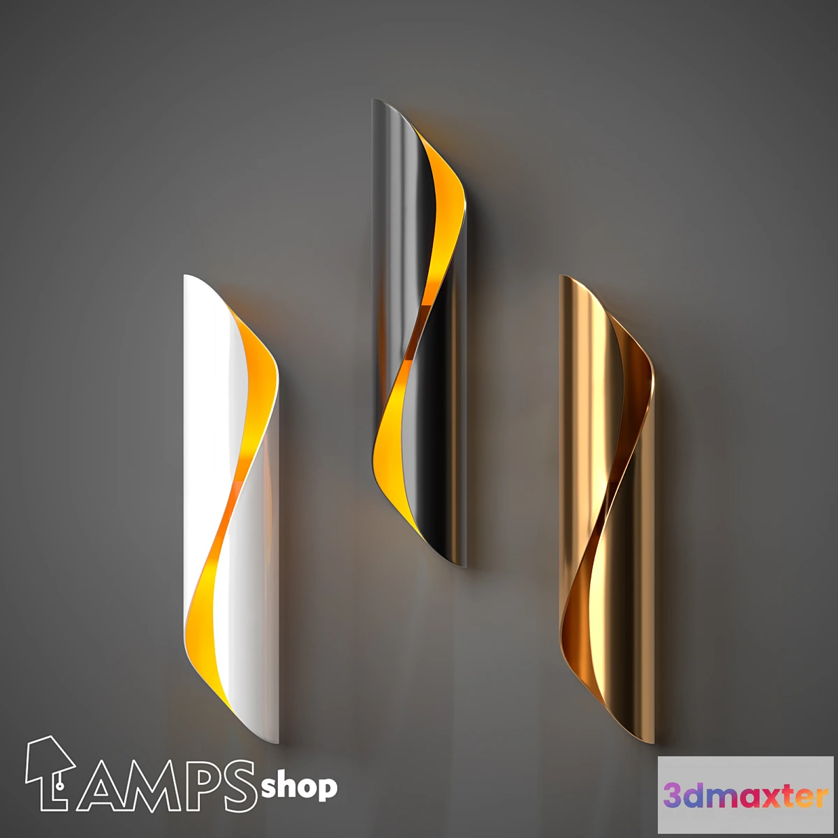 1429332 - B4091 Sconce Postmodern Flowing Lines 3D Max