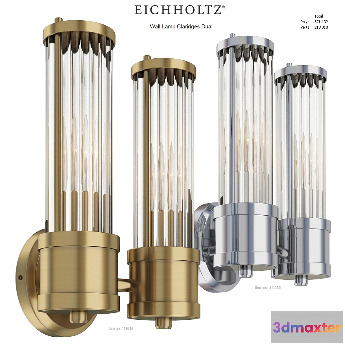 1433242 - EICHHOLTZ Wall Lamp Claridges Dual 111616 111385 3D Max