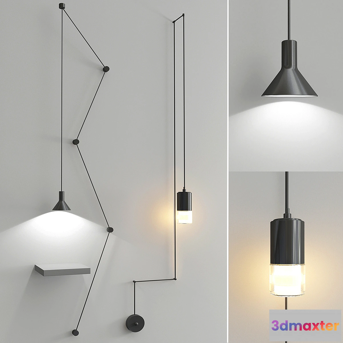 1438512 - Groppi Hanging & Wireflow FreeForm Lamp 3D Max