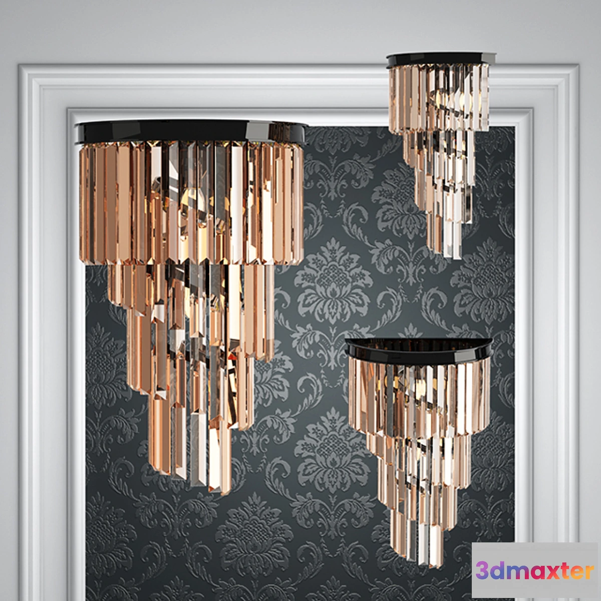 1443758 - Wall lamp RH Odeon Clear Glass 4 Square 3D Max