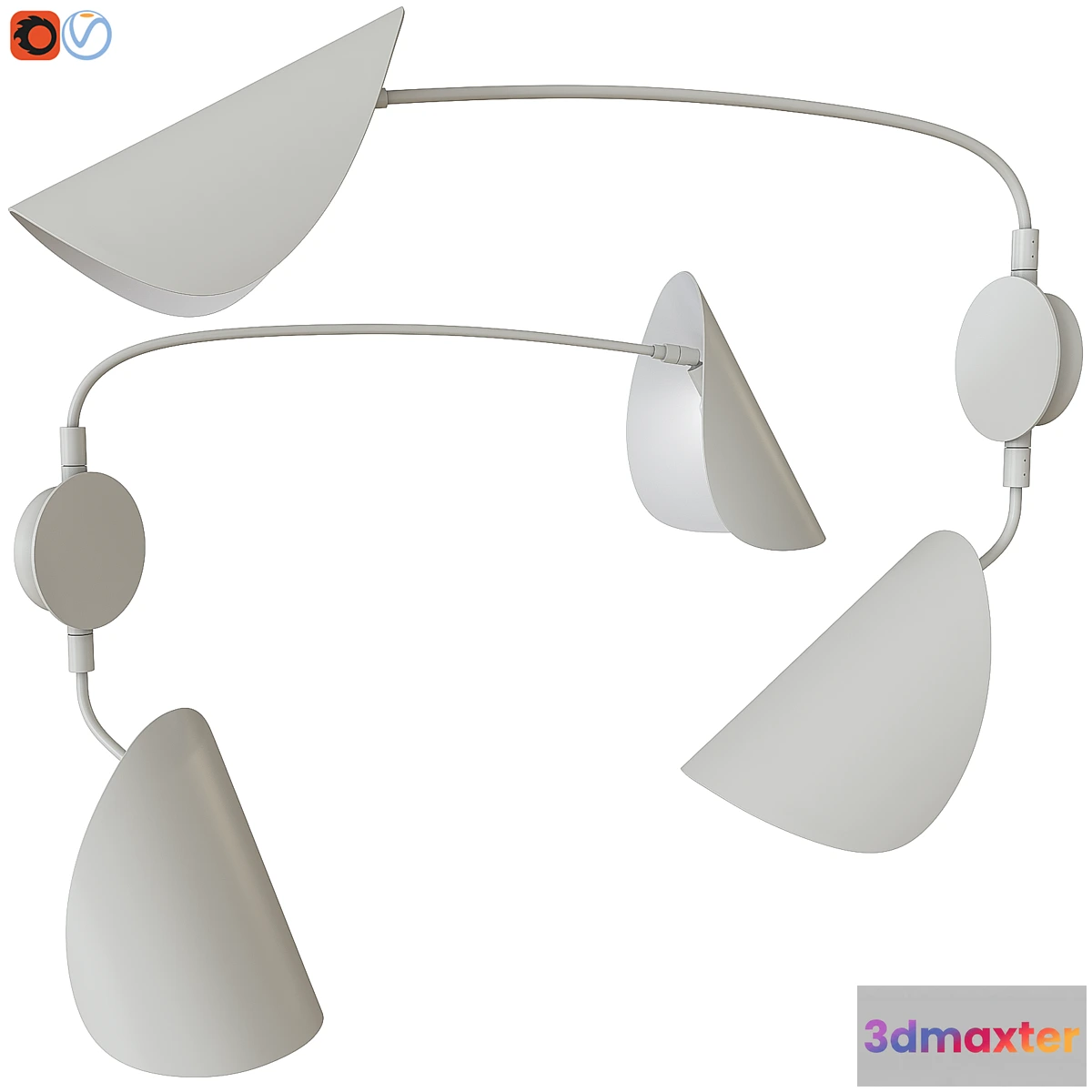 1445390 - Funambule Contemporary 2-Arm Wall Light in Metal 3D Max