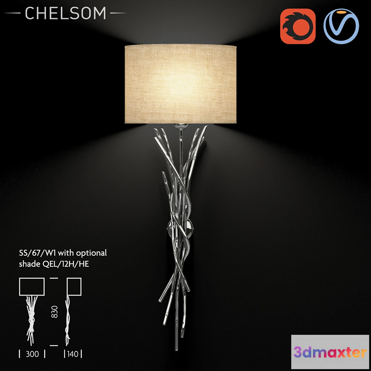 1450216 - Chelsom Silver Sculpture SS 67 W1 wall lamp 3D Max