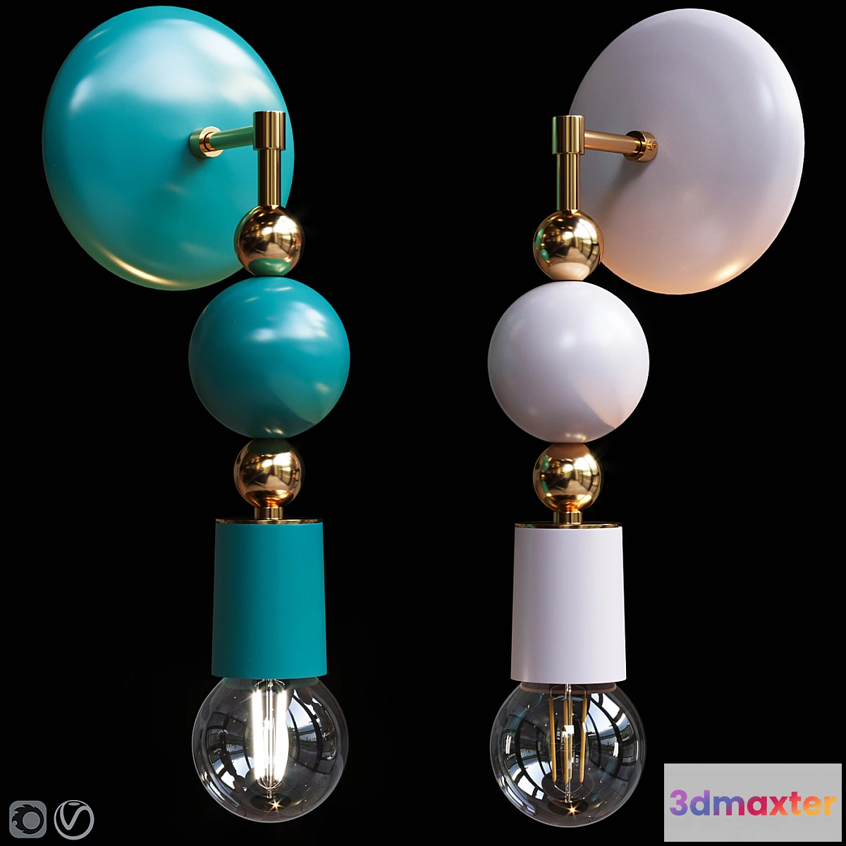 1462618 - Sconce Sphere Emerald and Blush 3D Max
