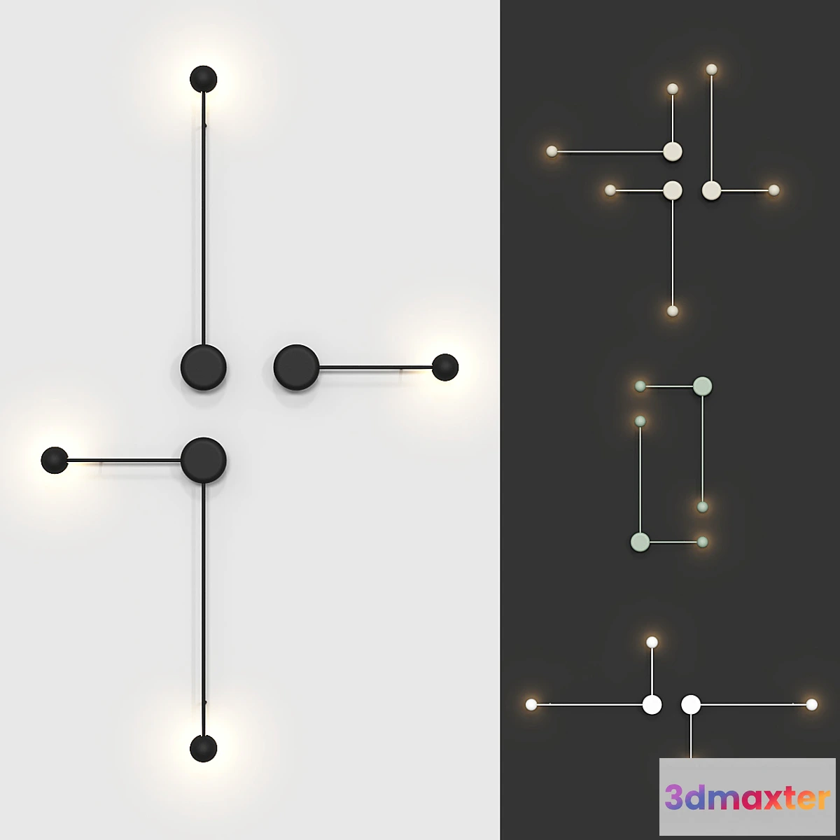 1466724 - Wall Vibia Pin lamps (4 colors 4 options of placement). 3D Max