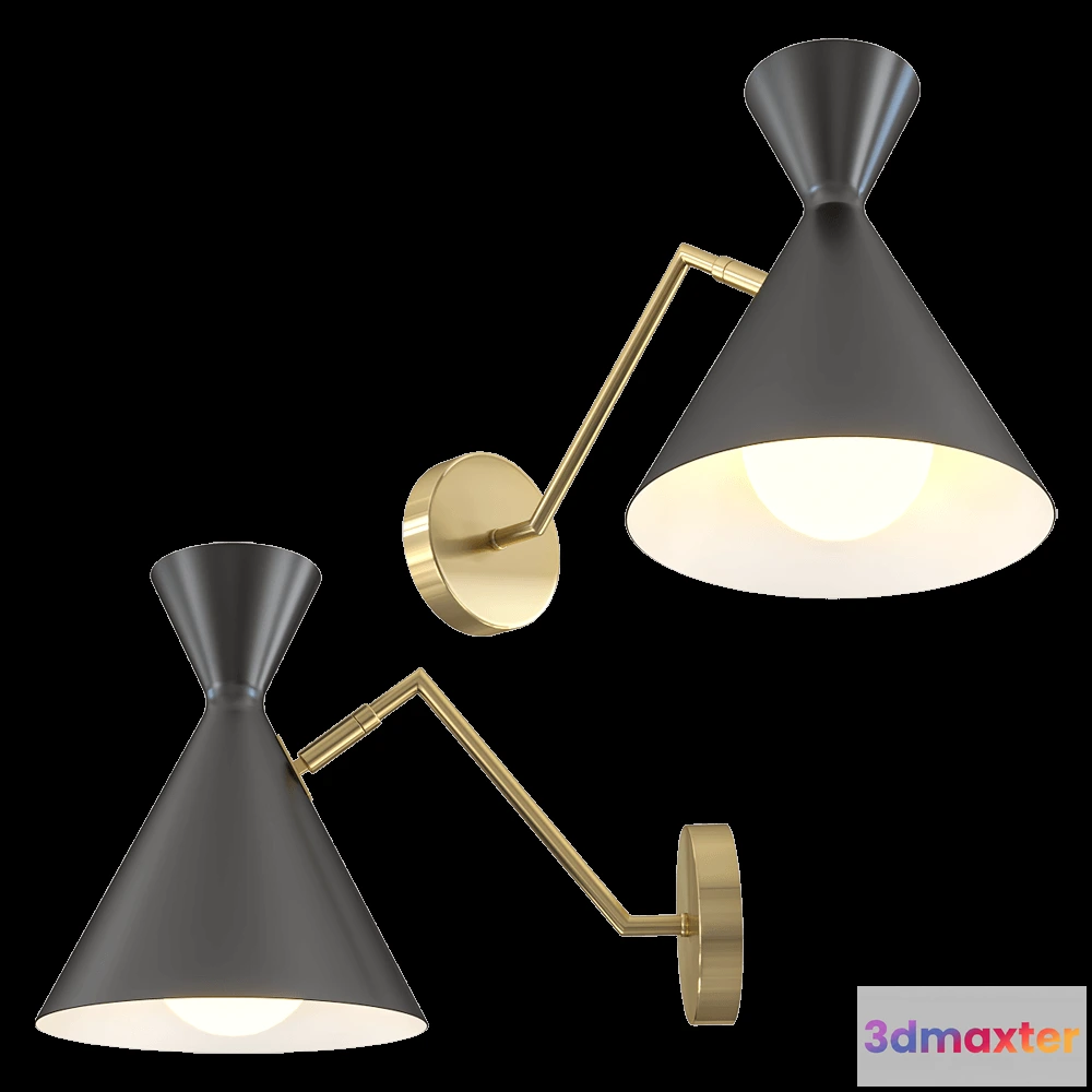 1661022 - CRYSTAL LUX - Wall lamp Joven AP1 GoldBlack 3D Max