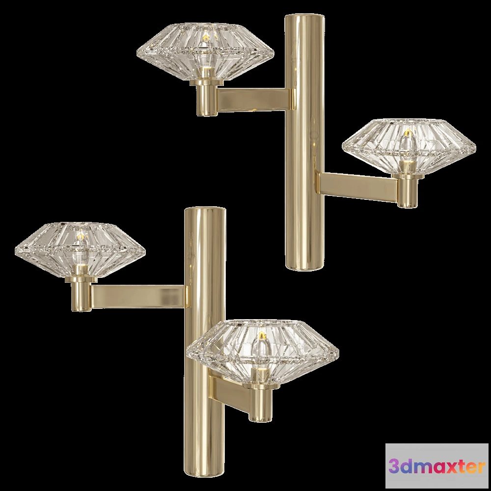 1661024 - CRYSTAL LUX - Wall lamp Rebeca AP2 Gold 3D Max