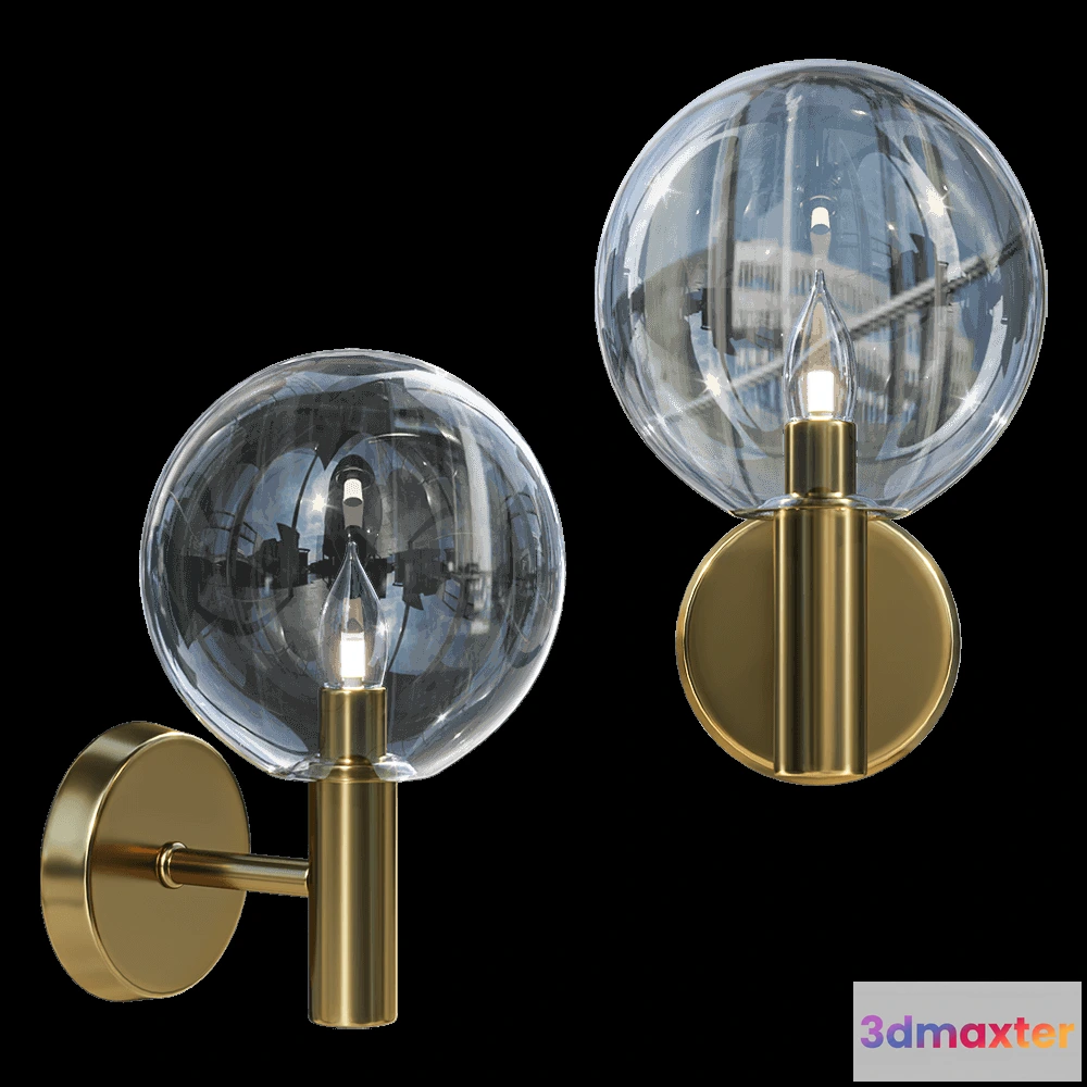 1661032 - CRYSTAL LUX - Wall lamp Andres AP1 BronzeTransparente 3D Max
