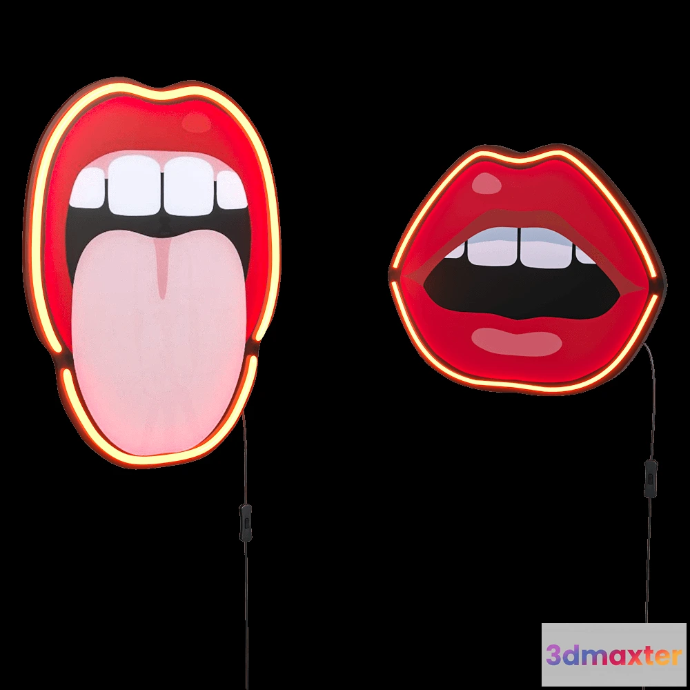 1662494 - SELETTI - Wall lamp Blow and Lips 3D Max