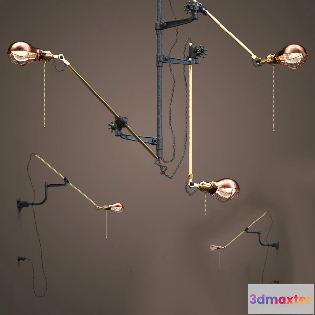 1662834 - lighting - Goldenshell set (9 items) of industrial steampunk extension 3D Max