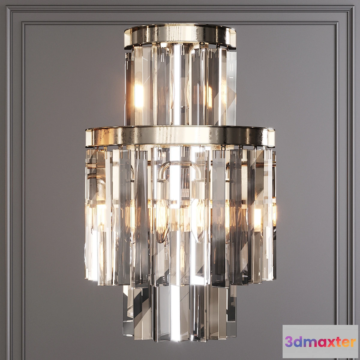 565865 - Restoration Hardware 1920S ODEON CLEAR GLASS FRINGE SCONCE 3-TIER Nickel