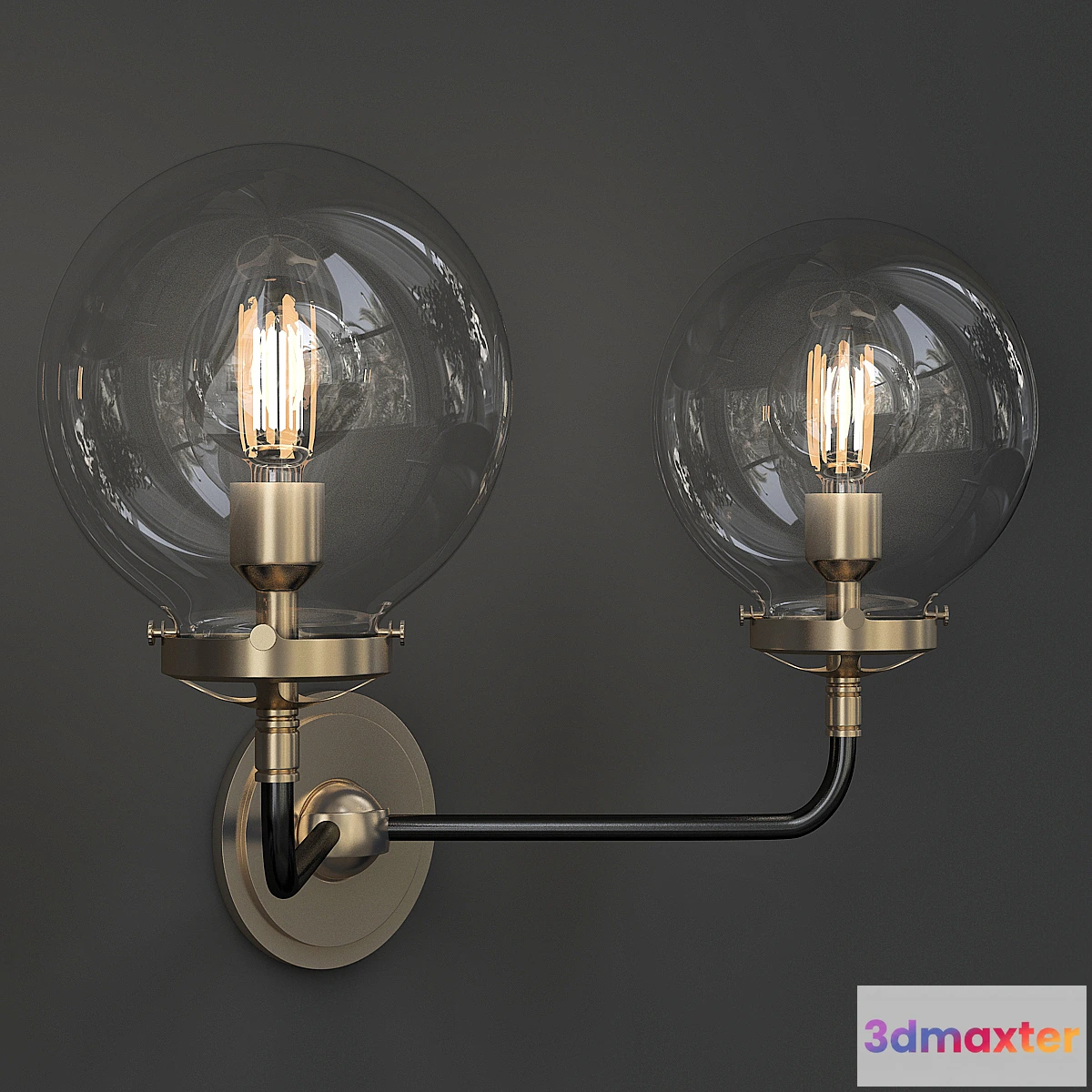 616728 - Bistro Globe Clear Glass Double Sconce Brass Milk