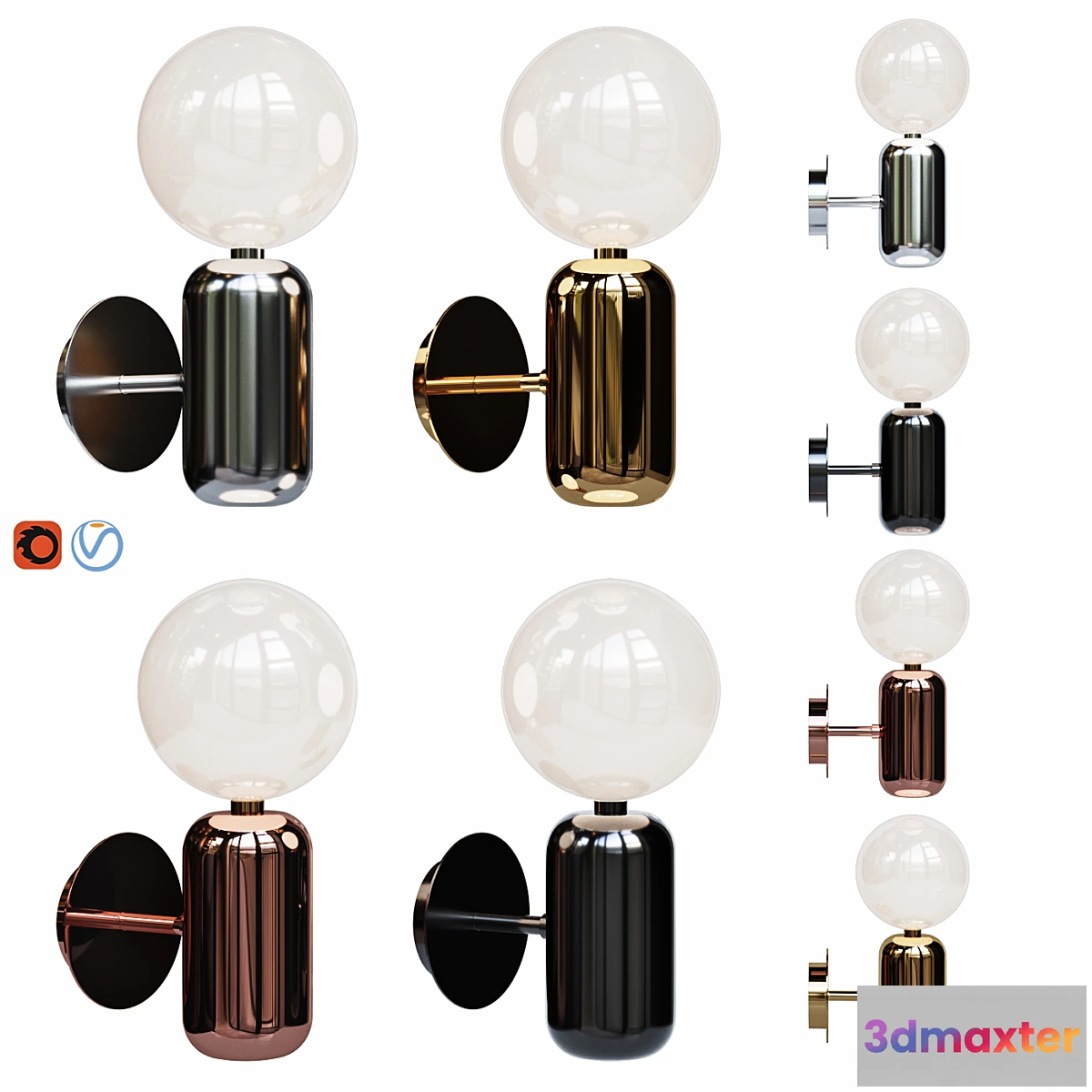 616748 - Wall lamp ABALLS A Black Platinum Gold Copper