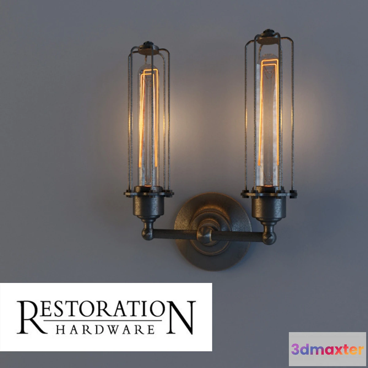 627681 - RH _ Edison Caged double sconce gunmetal