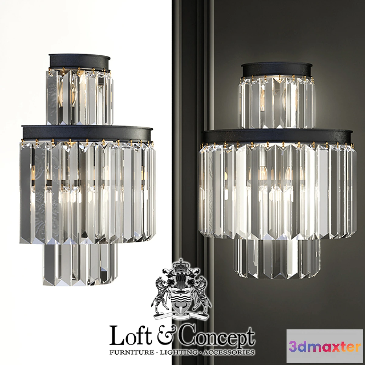 668907 - Sconce RH 1920s Odeon Clear Glass Fringe Bra - 3 rings