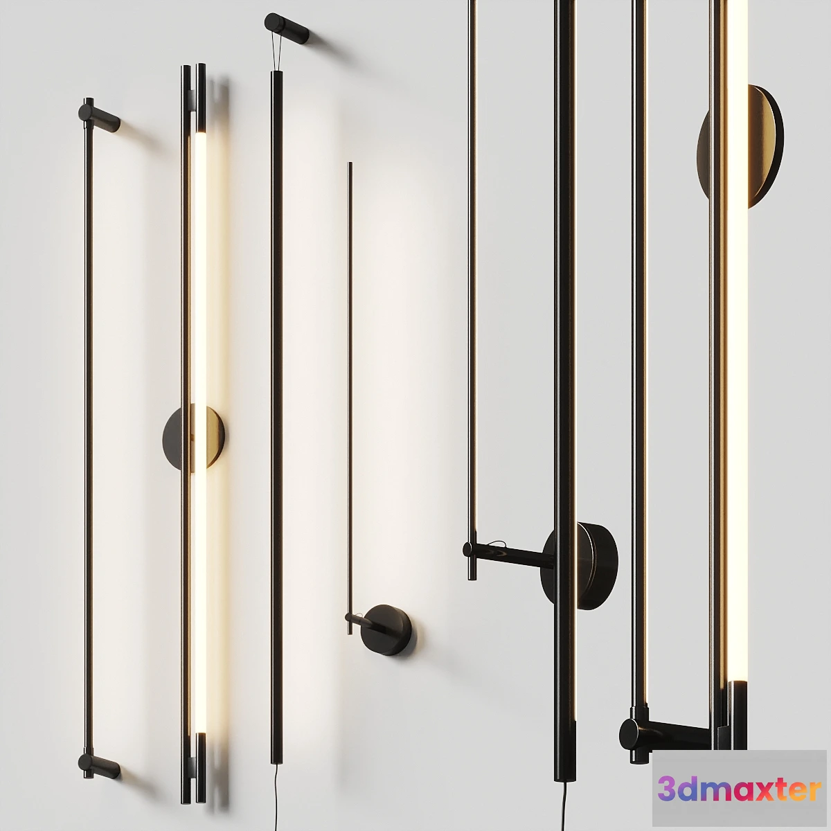 684654 - Thin black wall lamps SET