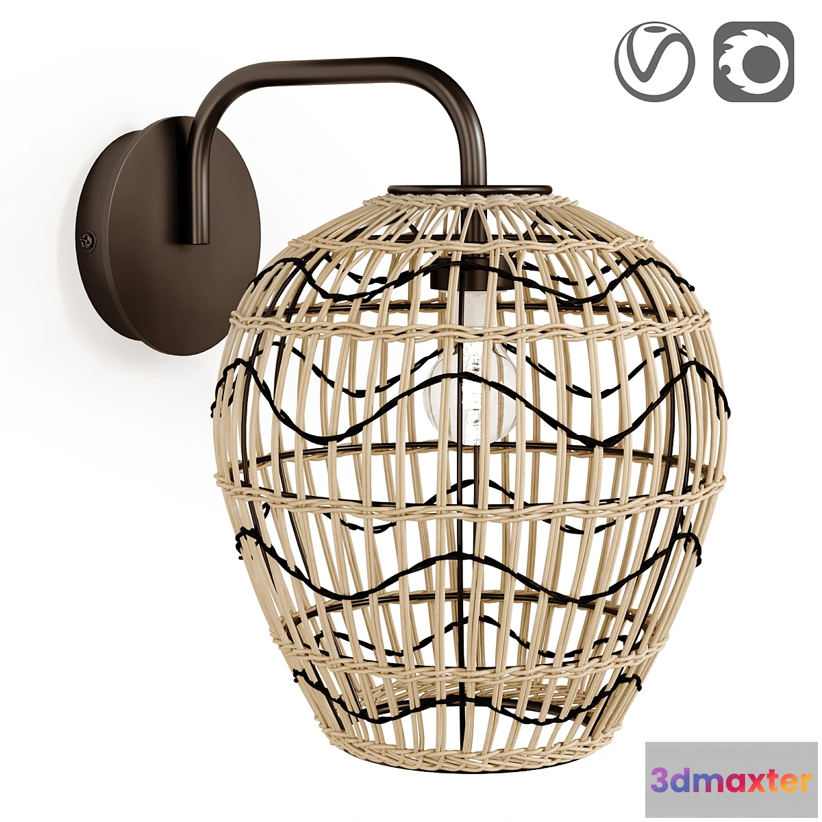 684726 - Martaban metal and rattan lamp