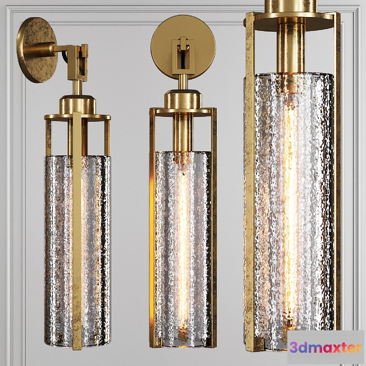 729294 - Restoration Hardware ARPEGE CAST GLASS CYLINDER SCONCE Brass - No.2