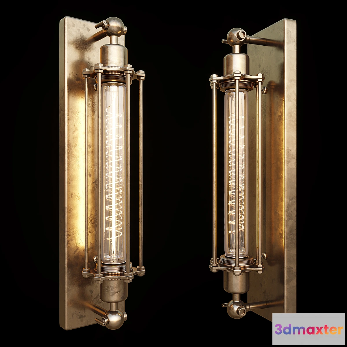 875925 - AVE Antique Brass Long Bulb Cage Wall Mount Lamp - No.4