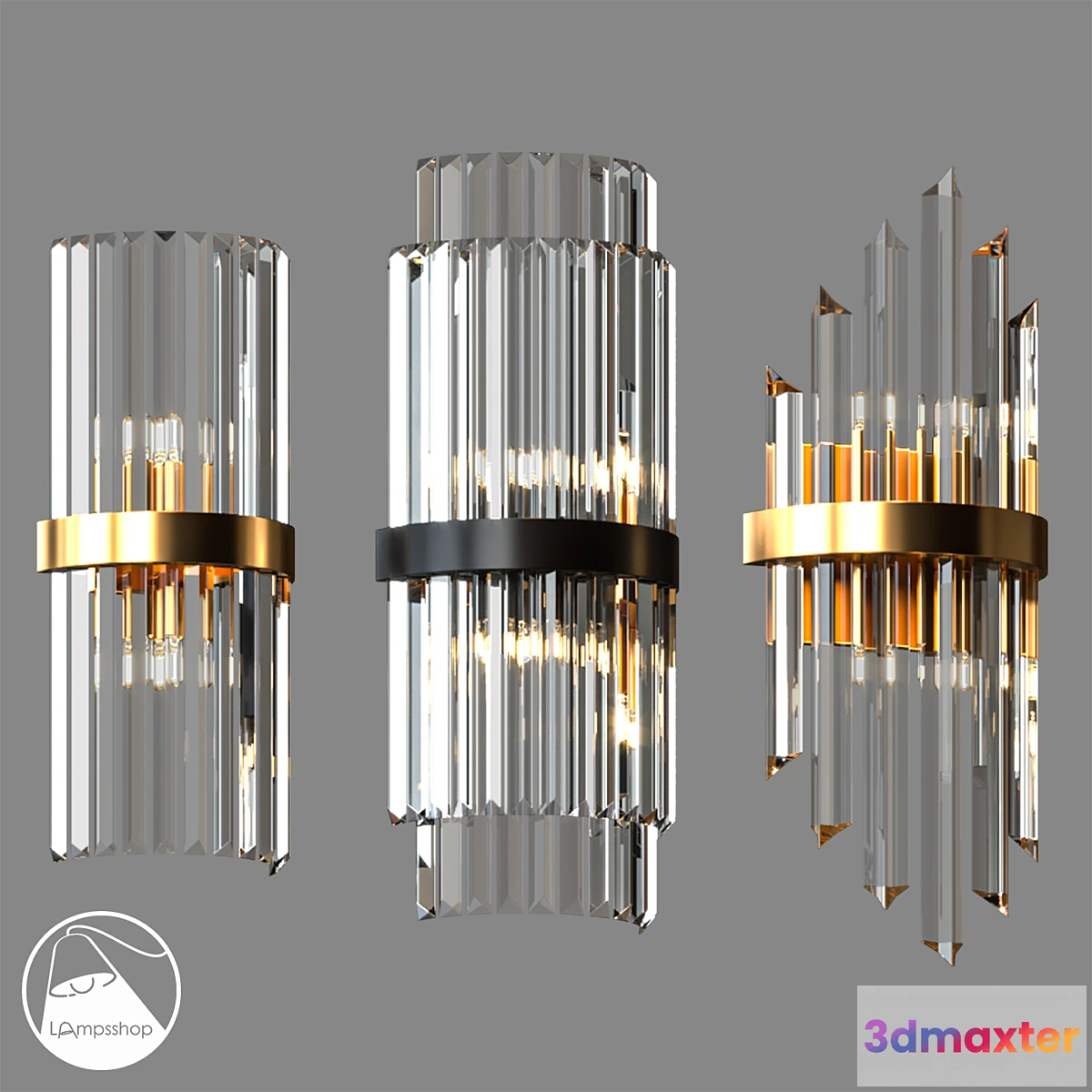 884724 - LampsShop.com B4106 Sconce Gold Glass Stick - No.4