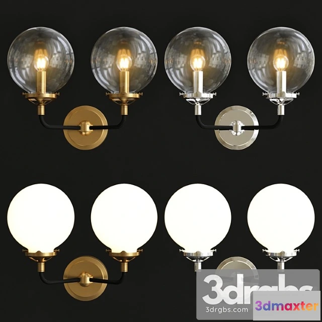 995478 - Bistro globe clear glass double sconce brass