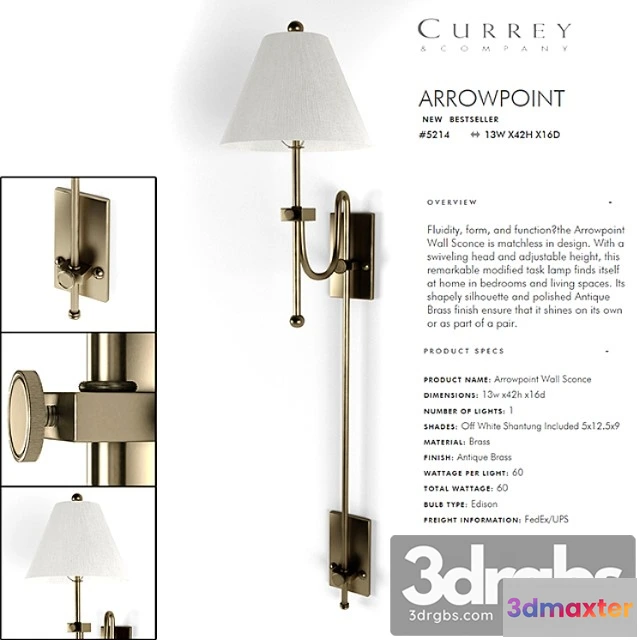 995718 - Currey Company Arrowpoint Wall Sconce 3d Model
