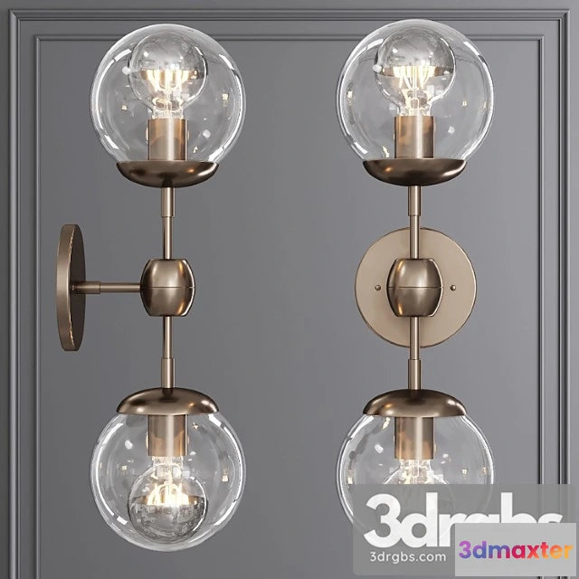 996858 - Modo sconce 2 globes bronze and clear glass