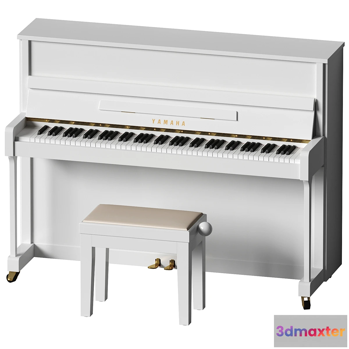 1294887 - Yamaha b2 PE White - piano with bench - No.2 3D Max