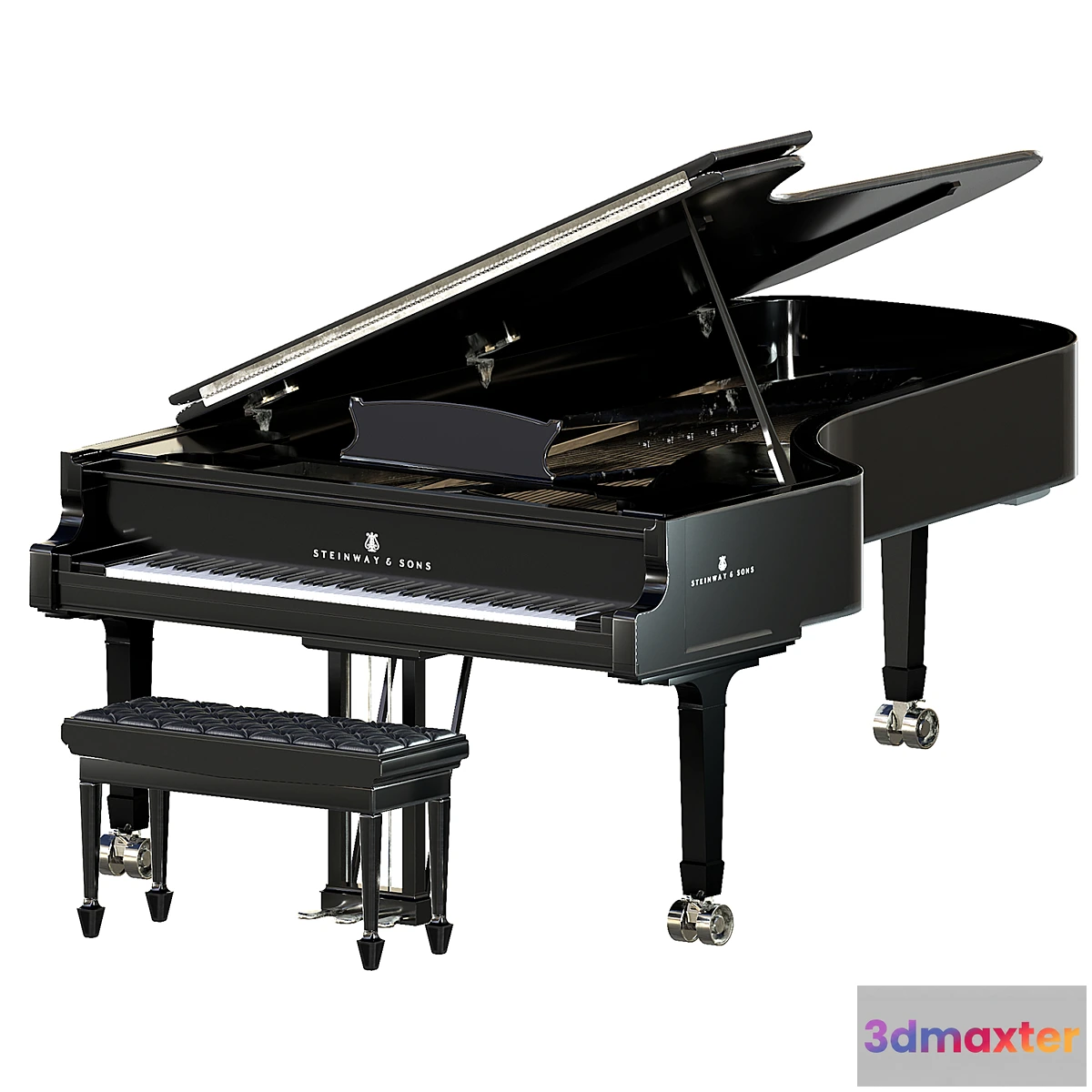 1313130 - Steinway & Sons Black Piano - No.2 3D Max