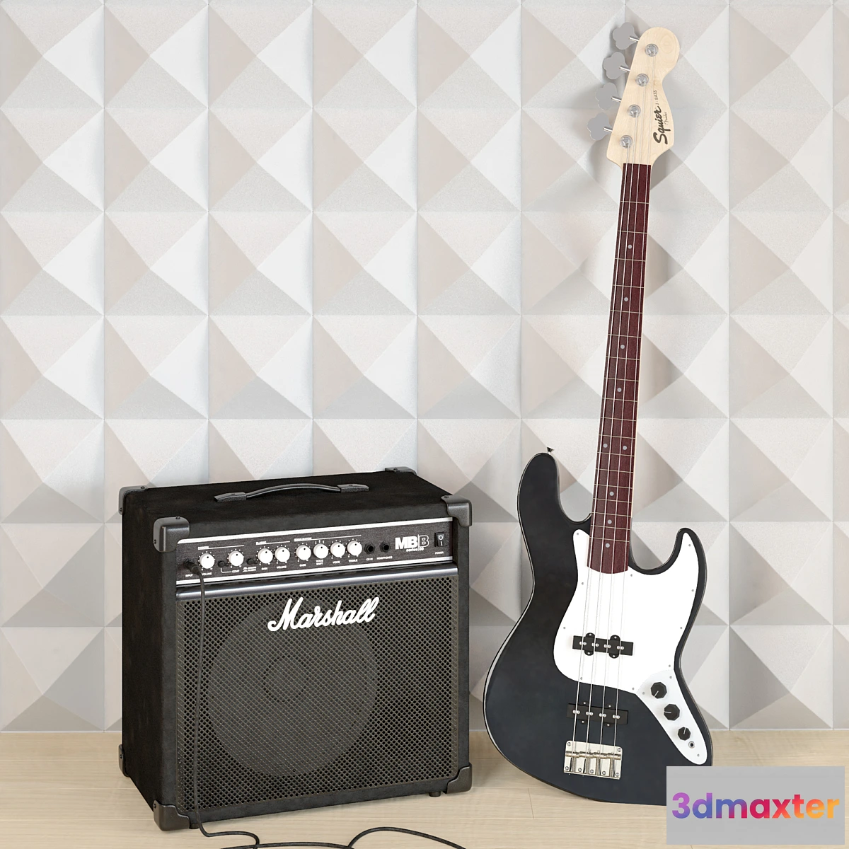 1435996 - Feender BASS Guitar and Marshal COMBO 3D Max