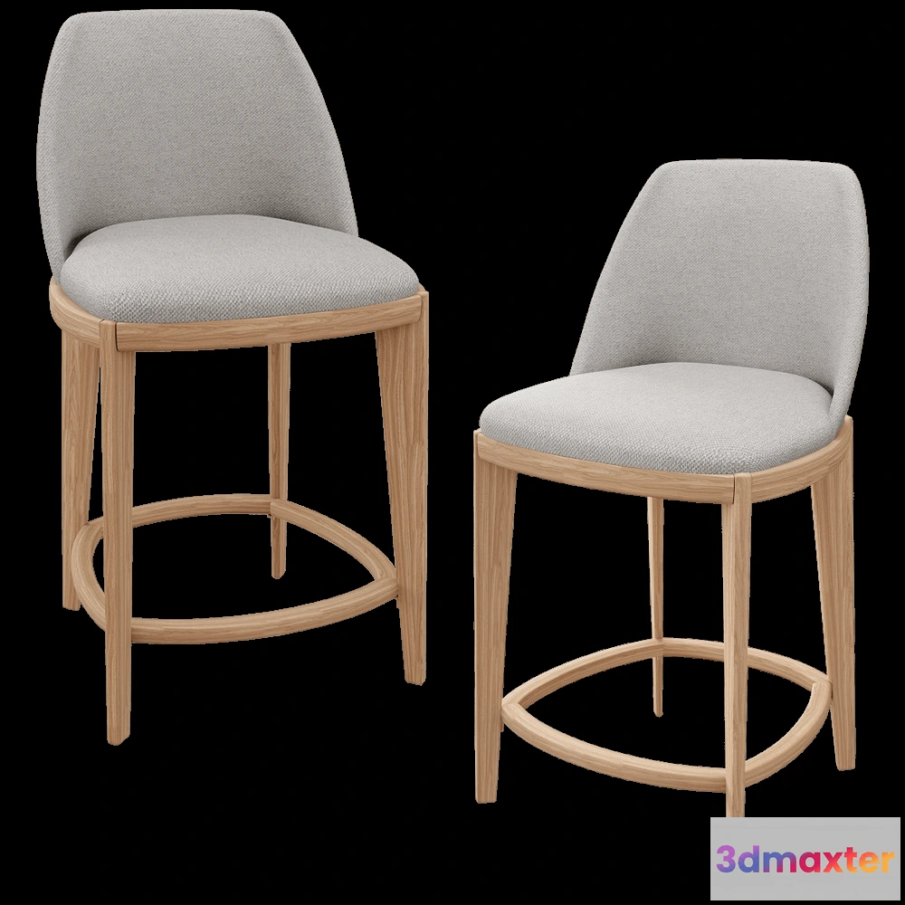 1614089 - Lagom - Half-bar stool Fin Grey 3D Max