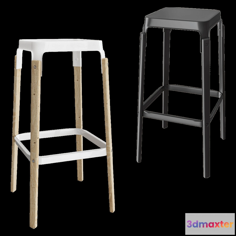 1614109 - Magis - Bar stool Steelwood 3D Max
