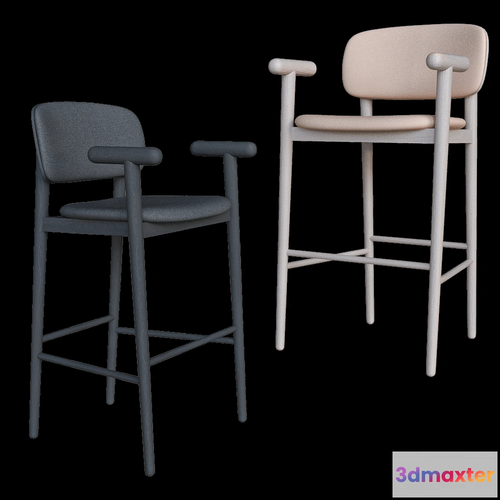 1614171 - MZPA - Barstool Mild with armrests and soft back 3D Max