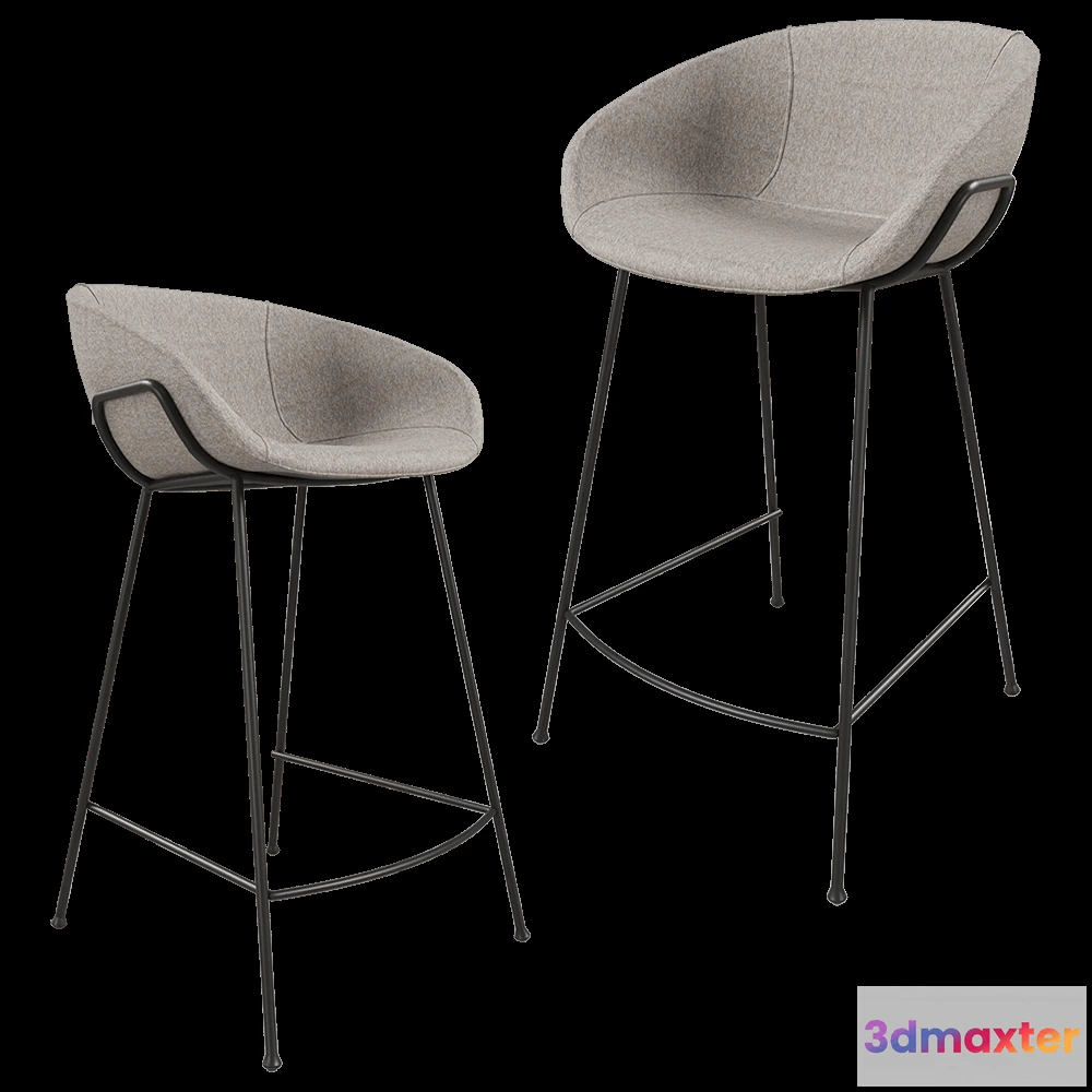 1614583 - Zuiver Group   - Semi barstool Feston gray 3D Max
