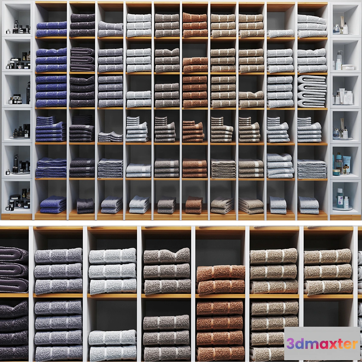 754341 - Rack with towels. Cosmetics