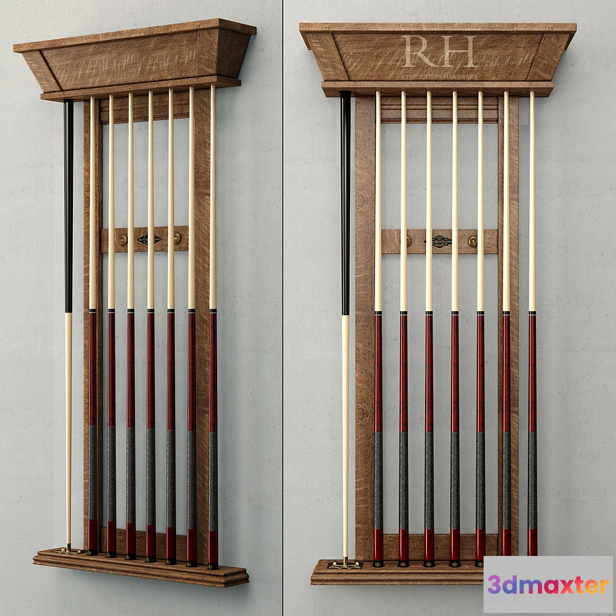 634083 - RH _ BRUNSWICK VINTAGE 1906 BILLIARDS TABLE CUE RACK