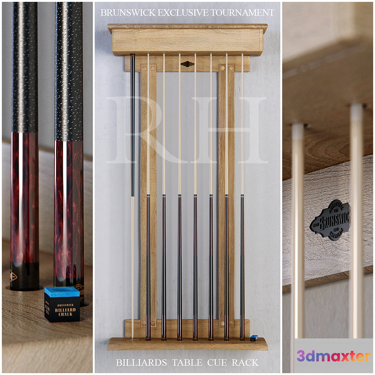 779547 - RH Brunswick exclusive tournament billiards cue rack