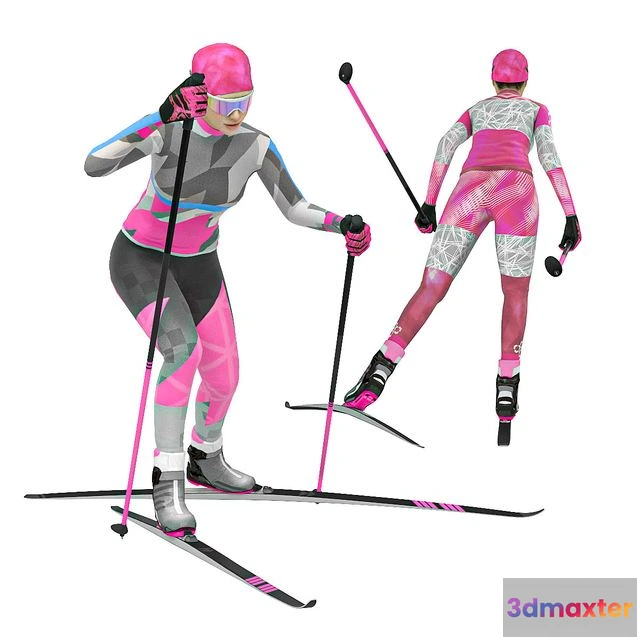 1554105 - Female skier. Skate skiing 3D Max