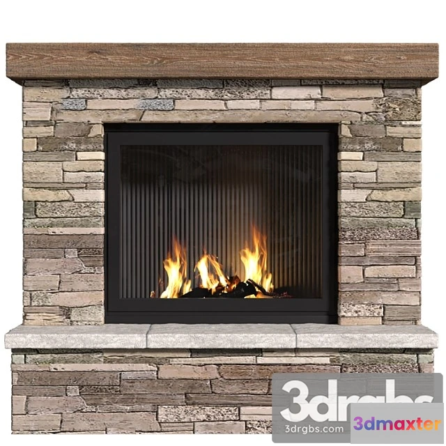 1004608 - Fireplace In Country Style Rustic Farmhouse