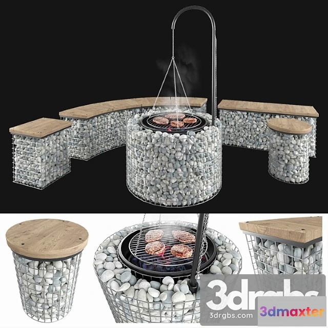 1004724 - Gabion Fireplace Benches 1