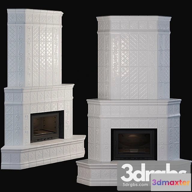 1004834 - Stove - corner fireplace with tiles